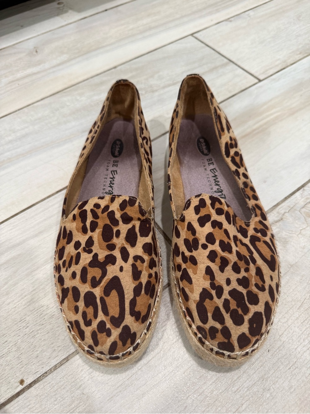 Dr Scholls Leopard Espadrille Flats - Brown & Tan